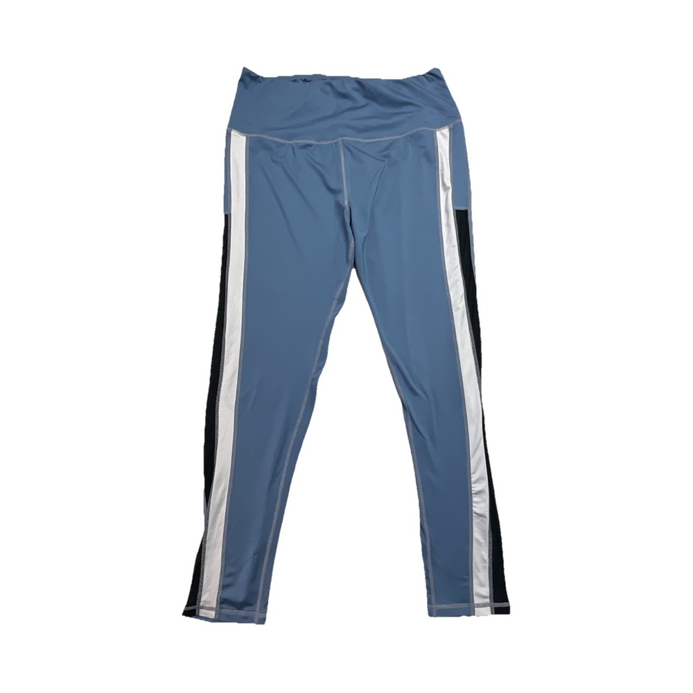 SHEIN Blue Colorblock High Rise Ankle Leggings Women's Plus 1XL Stretch